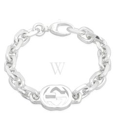 Gucci Interlocking G Motif Sterling Silver Bracelet YBA627068002 From the Gucci Interlocking G Collection, this stylish bracelet is made from sterling silver and has a chain link design, combined with the iconic Gucci double G motif. Link Design, Stylish Bracelet, Sterling Silver Bracelet, Metal Stamping, Sterling Silver Bracelets, Chain Link, Types Of Metal, Silver Bracelet, Mens Jewelry