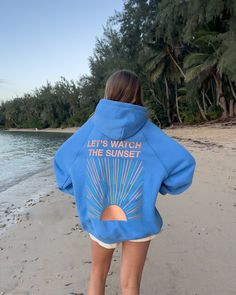 The "Let's Watch the Sunset" hoodie is perfect for all of your sunset watching needs. Use wisely. Hoodie graphics are fully embroidered. Made with our signature Cotton/Poly Fleece Heavyweight blend. This hoodie is custom-designed for comfort and style. This will be your new favorite hoodie to wear. Please refer to the size guide before purchasing. - 65% cotton, 35% polyester Female models are 5'7 and wearing size Large/XL for an oversized look, but they normally wear a size Medium in Dandy Hoodi Sunset Watching, Sunset Hoodie, Preppy Sweatshirts, Watch The Sunset, Casual Preppy Outfits, Cute Preppy Outfits, Casual Sportswear, Winter Hoodies, Cute Sweatshirts