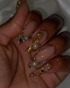 Gilded jewels ✨ - Book your next nail appt today! @bratcrylix - Not able to book? Order your next custom made press on set @bratcrylix with the order form in my bio! Check "press ons" highlight for more info🤗 - #atlnails #atlnailtech #atlnailsalon #atlantanails #atlantanailsalon #atlantanailtech #cummingganails #cummingganailsalon #cummingnails #cummingnailtech #alpharettanails #alpharettanailtech Nails Inspo Black Women, Christmas Nails Black Women, Nail Designs Black Women, Christmas Nails Black, Nail Designs Black, Nails Black Women, New Years Nails, Black Acrylic Nails