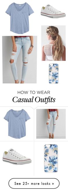 featuring H&M, Converse, American Eagle Outfitters and Sonix Blue Jeans Outfit Summer, Simple Outfits For Teens, Damage Jeans, Pale Blue Jeans, Blue Jeans Outfit, Converse Outfits, Looks Pinterest, Jeans Outfit Summer