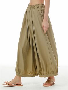 Product ID: BT2031763 Material: Polyester Pattern: Solid Color Season: Spring, Summer Style: Stylish Occasion: Daily, Gifts, Holiday Package included: 1 * Pants Size Chart(Asian Size): Please allow 1-3 cm measured error. Size Length Waist One Size 88cm | 34.6 in Elastic Wide Leg Pants Summer, Plus Size Wide Leg Pants, Cropped Wide Leg Pants, Fall Winter Dresses, Women Overcoat, Pants Summer, Wide Leg Cropped Pants, Pantalon Large, Summer Fabrics