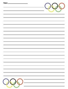 a lined paper with olympic rings on it