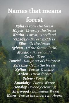 names that means the forest in english