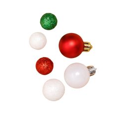 three different colored ornaments are arranged in the shape of an xmas ornament