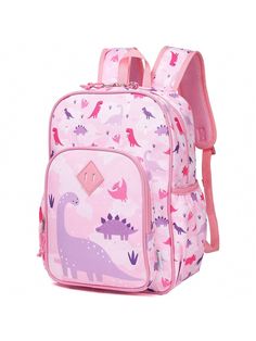 WARNING: CHOKING HAZARD-Small parts, not for children under 3 yrs.Cute Lightweight Water Resistant Preschool Kindergarten Backpack Girls Coral Pink Cute   Polyester Animal,Cartoon,Colorblock,All Over Print    Kids Bags & Luggage, size features are:Bust: ,Length: ,Sleeve Length: Toddler Boy Backpack, Kindergarten Backpack, Pink Dinosaur, Backpack Reviews, Toddler Backpack, Boys Backpacks, Trendy Kids, Cute Backpacks, Preschool Kindergarten