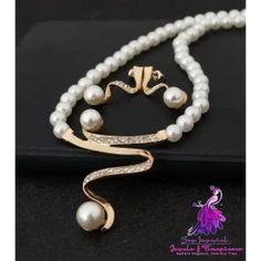 European fashion diamond crystal pearl necklace earrings set bride wedding accessories wholesale CMT058 Elegant Alloy Bridal Necklace For Wedding, Elegant Pearl Bridal Sets With Pearl Drop, Elegant Pearl Necklace For Party, Elegant Alloy Jewelry With Pearl Chain, Pearl Chain Alloy Necklace For Wedding, Wedding Pearl Chain Necklace In Alloy, Formal Pearl Jewelry Sets With Elegant Design, Pearl White Crystal Jewelry With Pearl Chain, Pearl Jewelry Sets With Pearl Chain