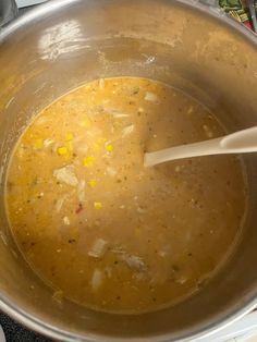 Place the following in a Crockpot:
2 cups rotisserie chicken cut up
32 oz carton Chicken broth 
1 48oz glass jar northern white beans -drained & rinsed-
1 can corn -drained a little 
1 16 oz jar salsa 
1 cup Monterey Jack cheese
1/4-1/2 t. Cumin -I only like a little cumin 
1 t. Chili powder 
2oz of cream cheese 

If desired garnish with: 
Shredded Monterey Jack cheese 
Dollop sour cream 
Hot sauce 
Tortilla Chips Can Corn, Monterey Jack, White Chicken Chili, Canned Corn, White Chicken, Crock Pot Soup, Monterey Jack Cheese, Chicken Chili, Cut Up