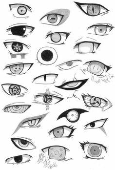 an image of different types of eyes in various positions and shapes, all drawn by hand