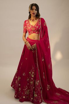 Pink embroidered lehanga with floral embroidery. Paired with an embroidered padded blouse, organza dupatta and separate cancan.
Components: 4
Pattern: Embroidered
Type Of Work: Sequin, Thread
Neckline: V Neck
Sleeve Type: Short
Fabric: Silk, Organza, Shantoon
Color: Pink
Other Details: 
Attached lining
Approx. product weight: 5kgs
Lehenga closure: Drawstring
Occasion: Mehendi and Haldi - Aza Fashions Dola Silk Floral Embroidery Set For Reception, Floral Embroidered Chinon Set For Reception, Bollywood Style Floral Embroidered Georgette Lehenga, Designer Floral Embroidered Chinon Lehenga, Semi-stitched Floral Embroidered Choli In Georgette, Semi-stitched Georgette Choli With Floral Embroidery, Chanderi Choli With Floral Embroidery For Reception, Designer Wear Lehenga With Floral Embroidery, Traditional Lehenga With Floral Embroidery For Reception