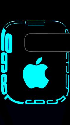 an apple logo is shown on the back of a cell phone in black and blue