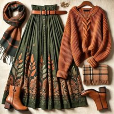 Warm Feminine Outfit, Earthy Clothes Aesthetic, Cosy Outfit Aesthetic, Winter Cottagecore Outfit, Autumn Colour Palette, Academia Aesthetic Outfit, Magic Clothes, Cottagecore Clothes, Cottagecore Outfits