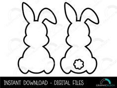 an easter bunny cut out with the text instant digital files