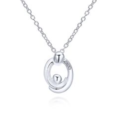 With a shape inspired by a mother's embrace of her child, this memorable design and 925 silver setting and chain are the perfect gift. Elegant Sterling Silver Chain Necklace With Polished Finish, Elegant White Gold Necklaces With Polished Finish, Elegant White Gold Necklace With Polished Finish, Sterling Silver Necklace With Polished Finish, Elegant Polished Pendant Chain Necklace, Elegant Pendant Necklaces For Anniversary, Modern Sterling Silver Necklace For Formal Occasions, Modern Sterling Silver Necklace For Formal Events, Fine Jewelry Sterling Silver Drop Necklace With Clavicle Chain