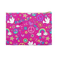 Our flat pouches can be used for pretty much anything, and they make excellent pencil cases. They are constructed from a durable material with a zipper closure.  100% Polyester,  Flat corners, Non-woven white or black laminate inside Size:  Length, in8.35 Height , in5.98 Peach Love, Flat Pouch, Accessory Pouch, Purse Pouch, Peace Love, Pencil Case, Zipper Pouch, A Black, Peace And Love