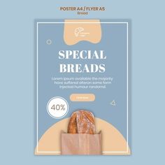 a poster with breads in a paper bag