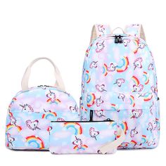 The Prettiest Backpack For Your Little PrincessWith its vibrant colors and sparkly rainbow unicorn, the Dreamland Fairy Rainbow Unicorn Backpack is sure to capture your child's heart. Showcasing a delightful blend of style and function, this backpack has a polyester lining texture, a backpack shoulder pad, and two adjustable shoulder straps for ultimate comfort. Not only does it boast amazing fashion elements like sewing, but it also means that your little girl can wear her favorite bag on all h Pretty Backpacks, Diy Sensory Toys, Backpacks For Girls, Study Gift, Doll Backpack, Unicorn Backpack, Backpack Set, Pocket Handbag, Plush Bags