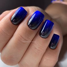 Black And Royal Blue Nails, Police Nails, Navy Blue Nails Ideas, Deep Blue Nails, Friend Nails, Navy Nails Design, Black And Blue Nails, Winter Nail Art Designs, Rave Nails