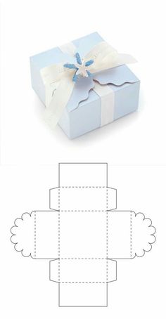 an open box with a bow on it and cut out the sides to look like a present