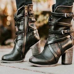 Category:Boots; Upper Materials:PU Leather,PU; Embellishment:Lace-up; Season:Fall,Winter; Heel Type:Chunky Heel,High Heel; Gender:Women's; Toe Shape:Round Toe; Type:Booties Ankle Boots; Style:Vintage,Casual,Industrial Style; Heel Height(inch):2-3; Outsole Materials:Rubber,Non-Slip Tread; Occasion:Daily,Outdoor; Closure Type:Zipper; Listing Date:09/27/2022; Production mode:External procurement; 2024 Trends:Slouchy Boots,Plus Size,Heel Boots,Booties Ankle Boots; Foot Length:; Foot Width:; Size chart date source:Provided by Supplier.; US Size:null; UK Size:14.5; EU Size:50 Womens Black Booties, Popular Boots, Lace Up High Heels, Winter Ankle Boots, Liberia, Vintage Boots, Leather Boots Women, Buckle Boots, Martin Boots