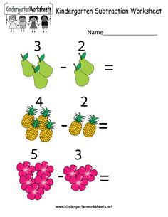 an addition worksheet for children to learn subtraction with fruits and flowers