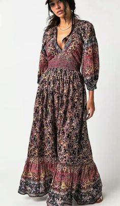 Top Rated FREE PEOPLE Golden Hour Border Maxi Dress, Multi Black Red Combo. Small RRP ๏ฟฝ158, Womens Dresses Maxi Design, Boho Floral Maxi Dress, Night Care, Free People Maxi, Free People Maxi Dress, 80 Dress, Autumn Season, Puffed Sleeves, Floral Maxi