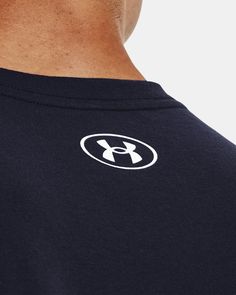 Super-soft, cotton-blend fabric provides all-day comfort|Ribbed collar Casual Under Armour Tops With Logo Print, Under Armour Cotton Tops With Moisture-wicking, Under Armour Moisture-wicking Cotton Tops, Under Armour Cotton Crew Neck Top, Baseball Shorts, Volleyball Shoes, Back To School Shopping, Sports Shops, Soccer Training