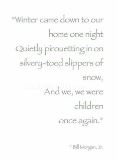 a quote from bill morgan about winter came down to our home one night