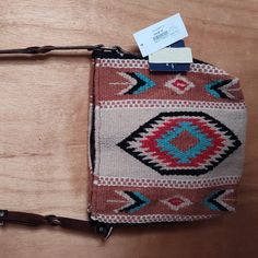 Brand New Navajo Print Purse Has Two Small Pockets On Inside Heavy Leave Strap Handle Can Cross Body Or Make Shorter By Twisted X 11" Wide 11" Tall Very Cute Still Has Tags Navajo Bags Handbags, Southwestern Brown Rectangular Shoulder Bag, Pendleton Crossbody Purse, Western Purses And Handbags Fabric, Western Cross Body Purse, Navajo Print, Printed Purse, How To Make Shorts, Black Tan