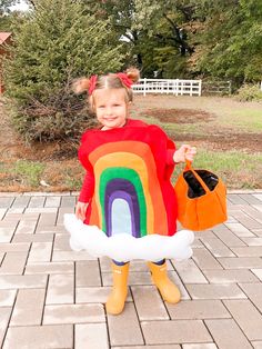 Pick up one of these adorable Sunny Rainbow Halloween Costumes today! Your little girl will love wearing it! THIS IS ONLY FOR CHILDREN IF YOU NEED A SIZE LARGER THAN A (29" CHEST) IN CHILDREN, PLEASE USE MY OTHER LISTING. -------------------------------------------------------------- WHEN ORDERING THIS COSTUME, PLEASE SEND ME THE FOLLOWING MEASUREMENTS TO ENSURE THAT YOUR COSTUME FITS PROPERLY. I CANNOT PROCESS YOUR ORDER WITHOUT THESE MEASUREMENTS. (around the widest part circling the whole body) SHOULDERS CHEST WAIST HIP THIGHS LENGTH FROM SHOULDER TO 2" ABOVE KNEE Head circumference ---------------------------------- The costume is a pullover, one-piece costume. This costume is designed to be OVER-SIZED AND LOOSE There are ribbon ties inside to adjust this if it's a little loose around Rainbow Costume Kids, Pinup Halloween Costume, Skittles Bag, Rainbow Halloween Costume, Rainbow Costume, Rainbow Costumes, Rainbow Halloween, Kids Rainbow, Girl Rainbow