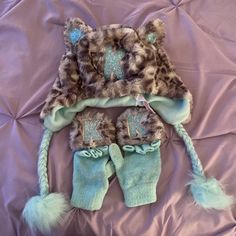 It Is A Really Fluffy Material, One Size, Super Cute And Soft Never Worn Before. Selling Both Gloves And Hat Together, Unless You Want Seperate! Pink Fluffy Hat, Mint Choco, Fluffy Hat, Y2k Hat, Wolf Hat, Justice Accessories, Cute Beanies, Soft Hats, 2000s Fashion Outfits