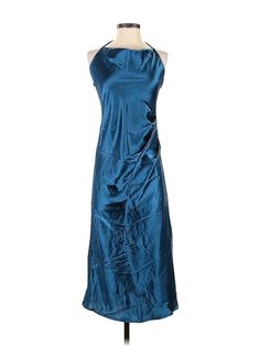 Cinderella Divine Cocktail Dress Size: Small Blue Dresses - used. 100% POLYESTER, Party, Scoop Neck, Long, Sleeveless | Cinderella Divine Cocktail Dress - Party: Blue Dresses - Used - Size Small Sleeveless Evening Dress For Prom Season Dinner, Blue Silk Ruched Maxi Dress, Blue Ruched Silk Maxi Dress, Blue Halter Neck Evening Dress For Prom, Blue Halter Neck Dress For Prom Season, Blue Halter Neck Dress For Prom, Blue Ruched Maxi Dress For Party, Silk Ruched Maxi Dress For Party, Blue Ruched Dress For Dinner