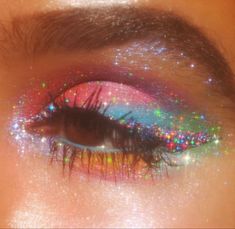 Primary Color Eyeshadow, Colorful Waterline Makeup, Lightning Bolt Makeup, Neon Eyeliner, Slay Makeup, La Girl Cosmetics, Funky Makeup, Mascara Primer