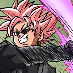 a cartoon character with pink hair holding an umbrella