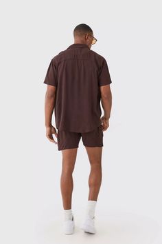 Short Sleeve Cheese Cloth Shirt And Short Set | boohooMAN USA Relaxed Fit Short Length Beachwear Tops, Relaxed Fit Beach Tops, Short Length, Short Beachwear Tops For Summer, Relaxed Fit Short Length Vacation Tops, Relaxed Fit Vacation Top, Short Length, Vacation Tops With Relaxed Fit And Short Length, Short Length Summer Tops For The Beach, Short Length Summer Tops For Beach, Summer Beach Top Short Length