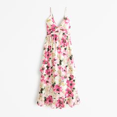 Step into the elegance of the Abercrombie & Fitch Women's Tiered Ruffle Maxi Dress, a perfect blend of style and comfort for any upscale occasion or casual outing. 

- Size: XXL TALL
- Color: White Floral
- Material: Lining - Cotton; Elastic - Polyester
- Gender: Female

This dress features a charming v-neckline and adjustable tie-back detail, complemented by smocking for a flattering fit. The lightweight, flowy fabric and tiered flowy skirt enhance its graceful movement, making it a standout pi Feminine Maxi Dress With Smocked Back For Vacation, Chic Ruched Maxi Dress For Vacation, Feminine Ruched Maxi Dress For The Beach, Feminine Summer Maxi Dress With Smocked Back, V-neck Ruched Sundress For Vacation, Feminine Lined Maxi Dress For Beach, Feminine Lined Maxi Dress For Vacation, Ruched V-neck Maxi Dress For Spring, V-neck Maxi Dress With Tie Back For Daywear