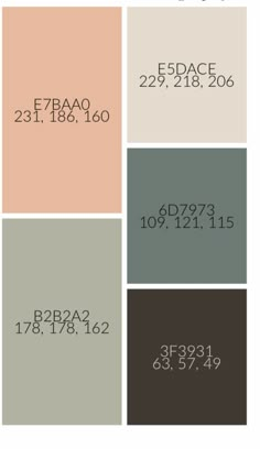 the color scheme for an interior design project, with different colors and numbers on it