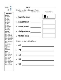 the worksheet is filled with numbers and words to help students understand what they are doing