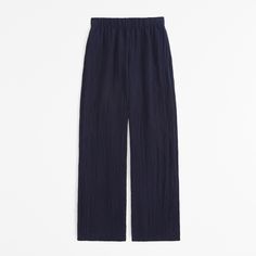 Elevate your wardrobe with the Abercrombie & Fitch Women's Crinkle Textured Pull-On Pants in a stunning Dark Indigo. These ultra high-rise, wide-leg pants are the epitome of comfort and style, crafted from a breezy, crinkle-textured fabric that ensures both durability and breathability.

- Size: Medium
- Color: Dark Indigo
- Material: Body - Polyester, Elastane; Lining - Polyester
- Gender: Female
- Features: Elasticated waistband, functional pockets

Perfect for a casual day out or a relaxed ev Dark Indigo, Stylish Eve, Pull On Pants, Polished Look, Modern Woman, Everyday Look, Wide Leg Pants, Womens Bottoms, Chic Style