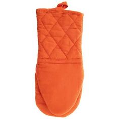 an orange oven mitt on a white background