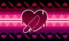 a heart shaped lollipopo sitting on top of a pink and purple background