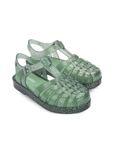 green transparent design glitter detailing caged design round toe buckle-fastening ankle strap flat rubber sole Green Non-slip Closed Toe Sandals, Green Non-slip Flat Sandals, Green Flat Sandals With Buckle Closure, Non-slip Flat Green Sandals, Green Synthetic Sandals With Buckle Closure, Green Closed Toe Jelly Sandals, Green Round Toe Jelly Sandals For Spring, Green Closed Toe Sandals With Buckle Closure, Green Jelly Sandals With Round Toe For Summer