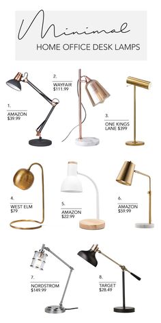 the different types of desk lamps that can be used for home office and bedroom decor