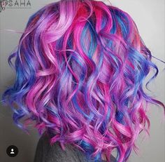 Pink And Purple And Blue Hair, Blue Purple Pink Hair, Pink Purple And Blue Hair, Pink Purple Blue Hair, Purple Blue Hair, Pink And Blue Hair, Manic Panic Hair Color, Cotton Candy Hair, Dyed Hair Pastel