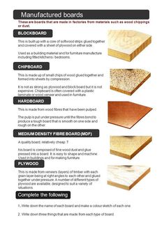 the instructions for making wooden boards are shown in this page, which shows how to use them