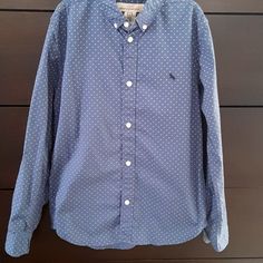 Slate Blue Size 10-11, Nwt. H&M Brand. Polka Dot Cotton Shirt With Button Closure, Cotton Polka Dot Shirt With Button Closure, Casual Polka Dot Button-up Shirt, Classic Blue Top From H&m, Classic Blue H&m Top, H&m Cotton Long Sleeve Shirt, H&m Long Sleeve Cotton Shirt, Casual Polka Dot Shirt, Casual Blue H&m Shirt