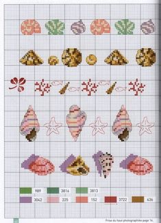 the cross stitch pattern shows different types of candy