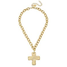 Susan Shaw Solid Cross Chain Necklace - Susan Shaw Jewelry Susan Shaw, Gold Link Chain, Cross Chain, Gold Cross Necklace, 24kt Gold, Gold Cross, Dream Jewelry, Cute Jewelry, Handmade Necklaces