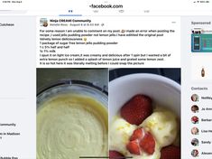 an image of some food in a bowl on the facebook page, and another photo of strawberries