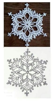 two different snowflakes are shown in white and black