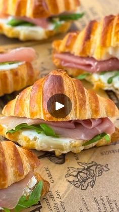 sandwiches with ham and cheese on croissants